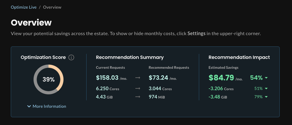 optimize live overview