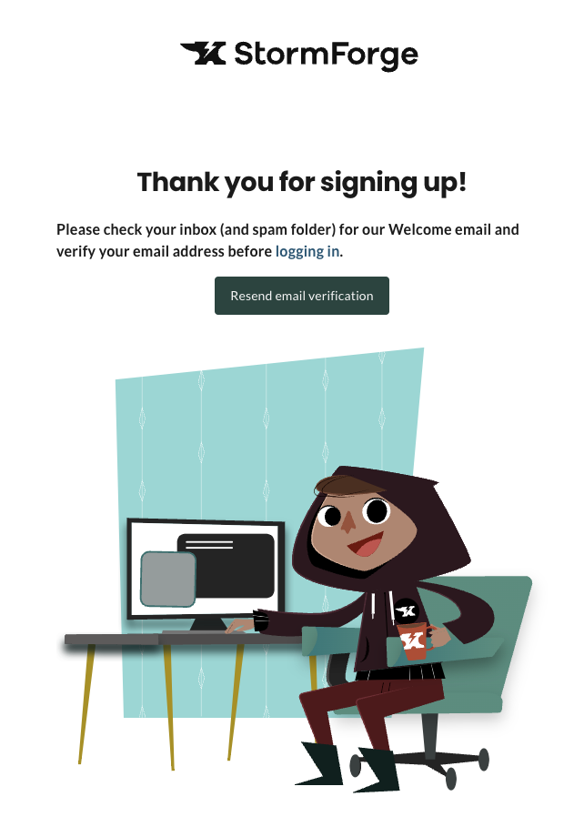 sign up thank you