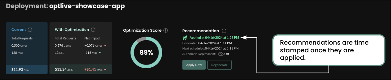 StormForge applier time stamp