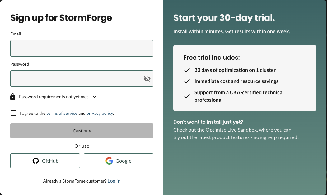 Stormforgesign up